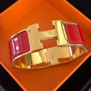 Hermès Red clic clac H bracelet with box